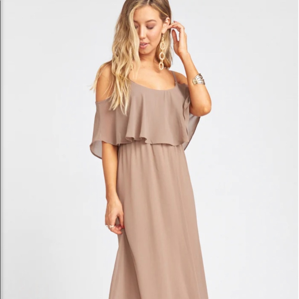 NWT Caitlin Ruffle Maxi - Dune Chiffon